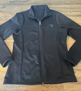 NFL Carolina Panthers Women’s Medium Full Zip Embroidered Jacket Antigua Black - Picture 1 of 11