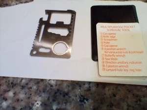 MULTIPURPOSE POCKET SURVIVAL TOOL WITH CASE--STAINLESS STEEL - Picture 1 of 1