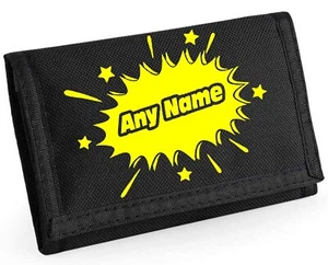 Comic Book Splat Name Personalised Boys Kids Ripper Wallet With Coin Holder Gift - Picture 1 of 13
