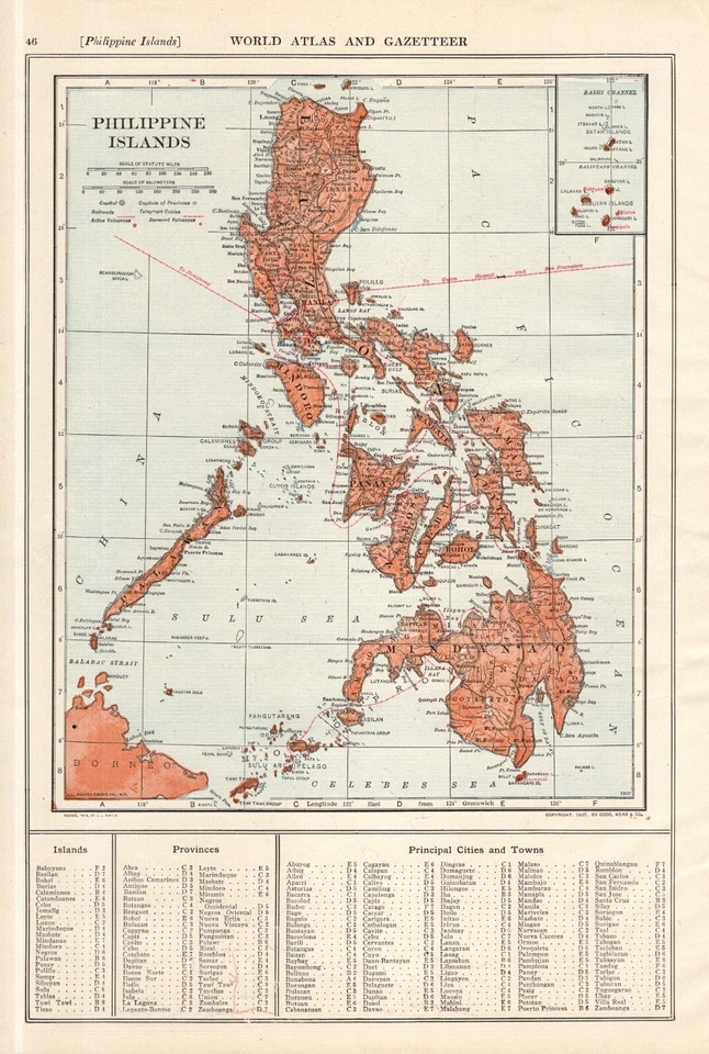 1914 Antique PHILIPPINES Map VINTAGE Map of the Philippine Islands Map #1913 - Image 1 of 4