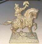 ANTIQUE FRENCH SCULPTURE TWO PIECE HORSE w RIDER &amp; FALCON MARKED DEP ( BRONZE ?)