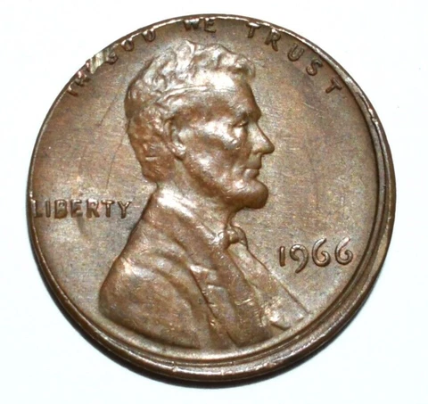 1966 Penny Error Spear Forehead Memorial One Cent DD Broad Stike , Rim Multi Err Cover