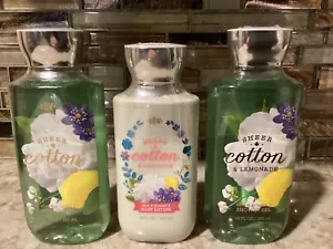 BATH & BODY WORKS Sheer Cotton & Lemonade Shower Gel X2 & Body Lotion Full Size! - Picture 1 of 5