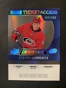 Steven Lorentz 2020-21 Upper Deck Credentials Debut Ticket Access /999 #70 - Picture 1 of 2