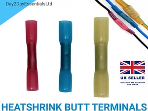 Heat Shrink Terminal Butt Connector Adhesive Line Straight Crimp Blue Red Yellow - Picture 1 of 4