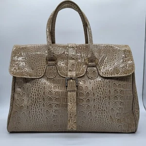 Jessica Simpson Faux Alligator Animal Print Purse Handbag Satchel Beige - Picture 1 of 21