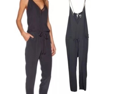 Michelle Mason Black 100% Silk Jumpsuit Size 2 Gorgeous Retail $525 - Image 1 of 4