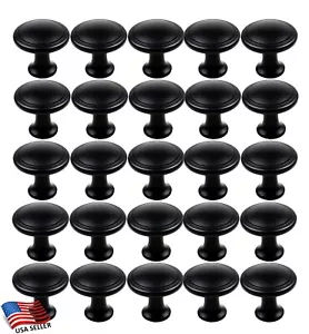 Paquete de 25 perillas de disco redondas *negro mate* herrajes para gabinete de baño de cocina mango tirador - Imagen 1 de 7
