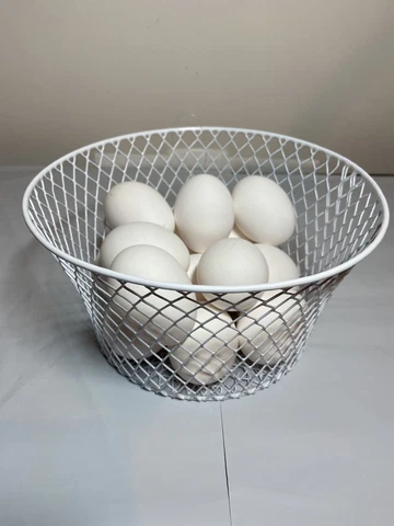 Wire Egg Gathering Round Basket Without Handle-Light Weight Versatile-White-New Cover
