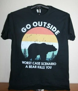 Go Outside - Worst Case Szenario A Bear Kills You T-Shirt, Medium, Schwarz - Bild 1 von 5