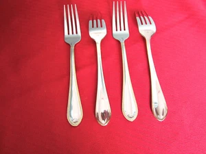 Towle Sinclair Gold Salad Forks Set of 4 Stainless Steel Gold Trim Vietnam New - Picture 1 of 2