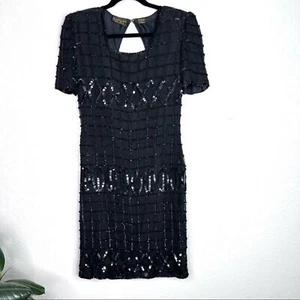Vintage sequin beaded cocktail dress silk size medium - Picture 1 of 5