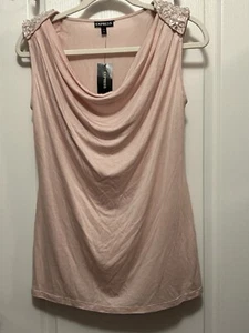 Express  Light Pink Embellished Gem Tank Top Womens S Fairy Grunge Y2K Soft Girl - Picture 1 of 13