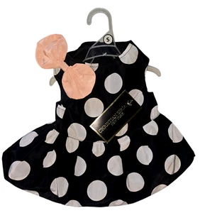 Christian Siriano Black & White Polka Dot, Pink Bow, Puppy/Dog Dress, Small - Picture 1 of 5