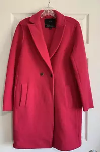 J Crew Daphne Topcoat Womens 4 Pink Bright Rose Italian Boiled Wool Jacket - Picture 1 of 10