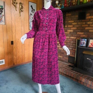 Vtg 80s Volup Laura Ashley Corduroy Modest Cottagecore Prairie Chore Dress L/XL - Picture 1 of 9