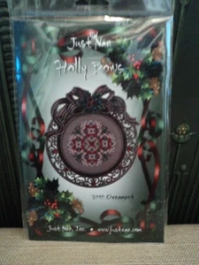 Just Nan cross stitch with embellishments "Holly Bows" - Picture 1 of 4