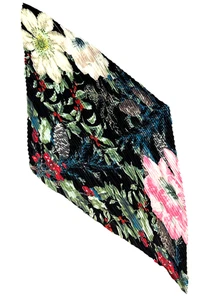 ECHO New York NWT Floral Amaryllis Pleated Scarf One Size Holiday Diamond Black - Picture 1 of 8