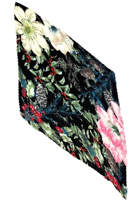 ECHO New York NWT Floral Amaryllis Pleated Scarf One Size Holiday Diamond Black - Image 1 of 4