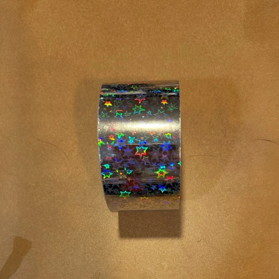 ДУБИНКА ЛЕНТЫ СЕРЕБРЯНЫЙ ГОЛОГРАФИЧЕСКИЙ КРОШЕЧНЫЕ ЗВЕЗДЫ УЗОР - Изображение 1 из 1