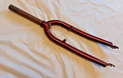 FORCELLE RIGIDE 700c acciaio rosso marrone nuove 1" filettate x stelo 172mm, freno Vee, trucioli - Immagine 1 di 4