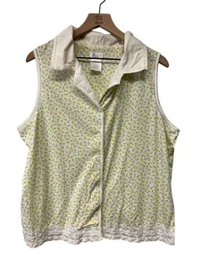 Vintage Y2K Secret Treasures Kragen ärmellos skurril Blumen Tank Top 2X - Bild 1 von 9
