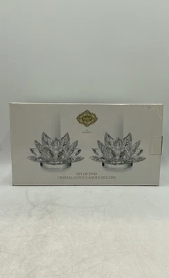 Shannon Crystal By Godinger Clear Decorative Lotus Candle Holders Set Of 2 - Image 1 of 4