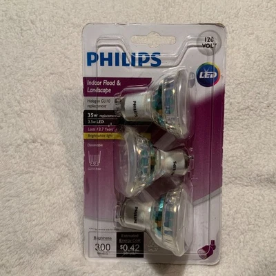 Philips GU10 Indoor Flood & Landscape 35W LED Replacement bulbs NEW IN PACKAGE - Image 1 of 4