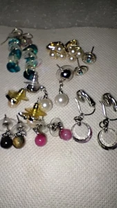 Lote de 8 pares de pendientes, cuentas, clip perforado colgante en araña gota estilos mixtos - Imagen 1 de 11