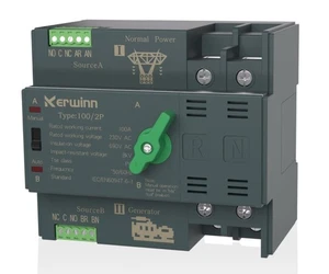 Mini ATS Automatic & Manual Transfer Switch 100A 220V 2P Dual Power Selector - Picture 1 of 4