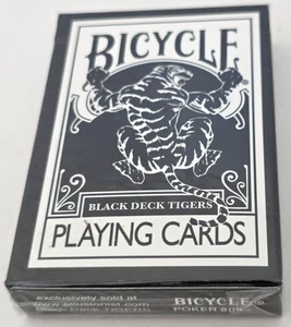 Bicycle Black Deck Tigers Playing Cards (NEW) Poker 808 Ellusionist White Pips - Picture 1 of 7