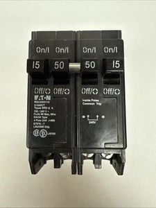 EATON QUAD CIRCUIT BREAKER BQC2502115 50 AMP 15 AMP *NEW* - Picture 1 of 1