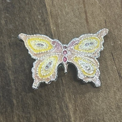 Botón Novedad Mariposa Amarilla Metal Esmaltado Foto 1 de 2