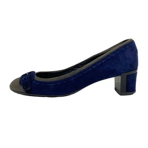 Auth TOD'S - Navy Gray Suede Women's Pumps - Picture 1 of 10