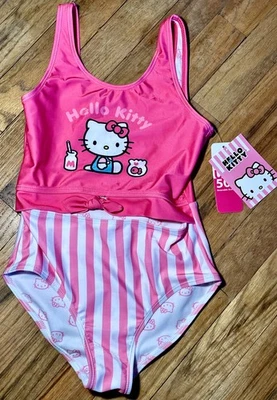 Nuevo con etiquetas Traje de baño rosa Hello Kitty de una pieza para niñas talla 7/8 Foto 1 de 4