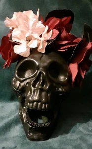 Halloween Black Flower Skull  Ornament #halloween #skull - Picture 1 of 3