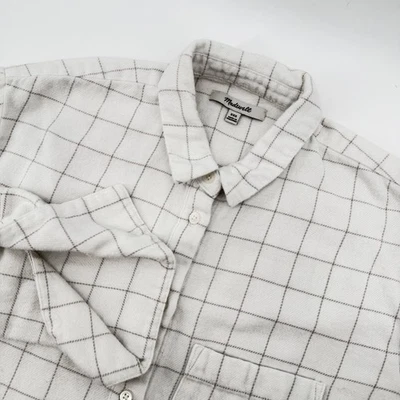 Madewell Women's XXS White Plaid Flannel Button Up Shirt Long Sleeve Casual - Image 1 of 4