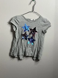 Gap Kids Girls Gray Sequin Stars Shirt Size M(8) - Picture 1 of 9