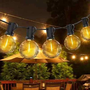 50FT Festoon String Lights Outdoor Retro Globe 46+4 LED G40 Bulbs Garden Party - Picture 1 of 20