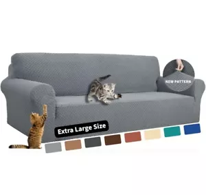 Couch Cover Jacquard High Stretch Extra Large Sofa Protector Light Gray XL - Picture 1 of 7