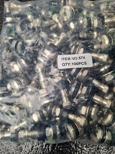 100 Pieces TR416 Metal Valve Stems With .453" & .625" Grommets Silver - Foto 1 di 3