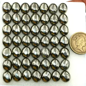 25 Pcs Natural Golden Pyrite Top Grade 11x9mm Oval Cabochon Calibrated Gemstones - Picture 1 of 12