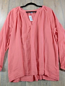 Old Navy Top Womens XL Pink Peasant Long Sleeve Lightweight Breathable BOHO NWT - Picture 1 of 11