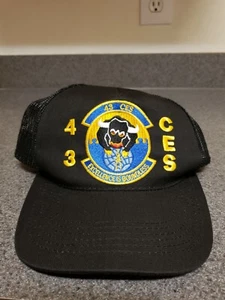 USAF OD 43D CES EXCELLENT IS BOUNDLESS Hat Cap 43 Black Snapback Air force  - Picture 1 of 7