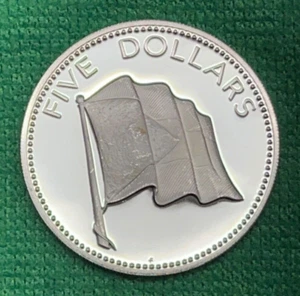 1976 Bahamas Silver Proof Like $5 Dollar Coin. - Picture 1 of 6