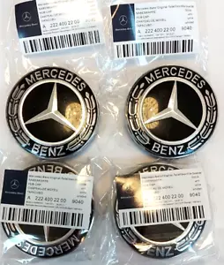 MERCEDES BENZ GENUINE ALLOY WHEEL CENTER CAPS 75MM SET OF 4 - Picture 1 of 5
