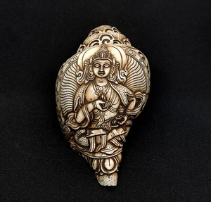 Tibetan Buddhist Ritual Conch Shell Shankha vajrasattva trumpet Blow Purpose, V1 - Picture 1 of 6