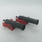 Lego 2 x Cannon - Pearl Dark Grey Shooting with Red Base (2527, x110c01)