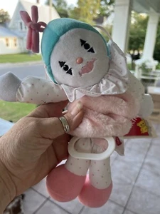 Dakin Pink Clown Crib Pull Down Baby Toy Plush Musical 1987 WORKS VTG RARE - Picture 1 of 10