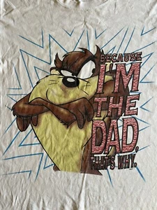 T-shirt grande vintage 1997 Looney Tunes TAZ diavolo tazmaniano perché sono il papà LEGGI - Foto 1 di 6